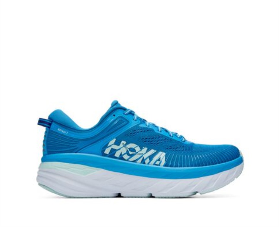 Bondi 7 Hoka Ibiza Blau Blaues Glas