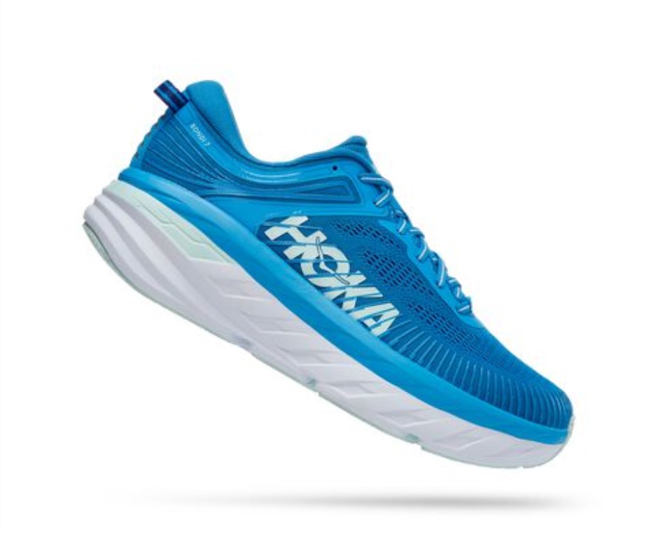Bondi 7 Hoka Ibiza Blau Blaues Glas