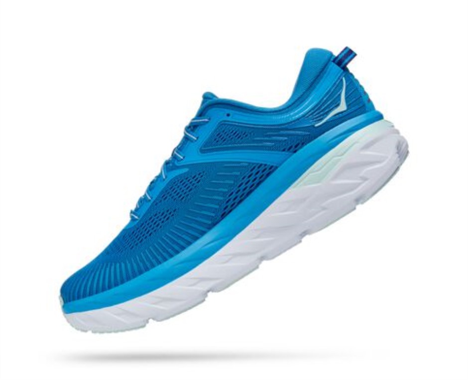 Bondi 7 Hoka Ibiza Blau Blaues Glas