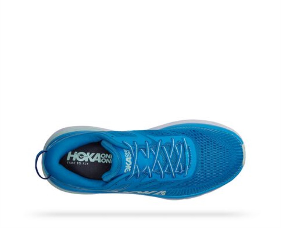 Bondi 7 Hoka Ibiza Blau Blaues Glas