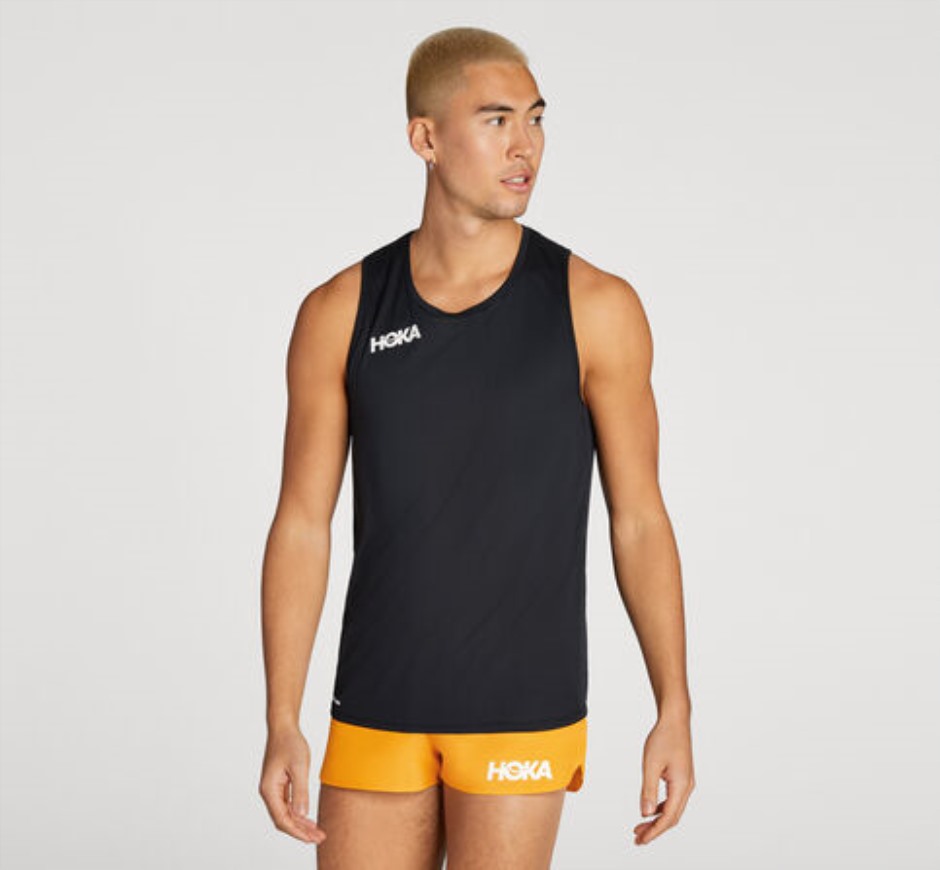Hoka Glide Singlet Schwarz