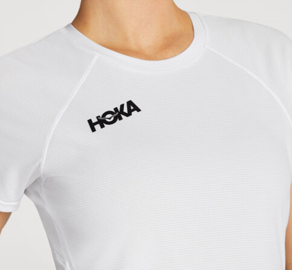 Hoka Glide Kurzarm Weiß