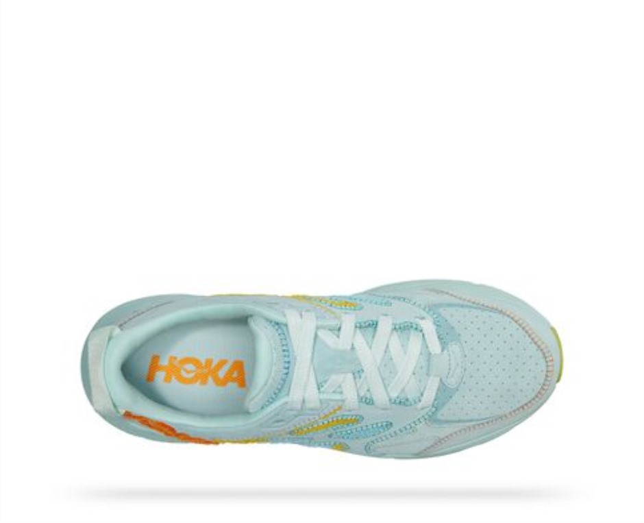 Hoka Clifton L Stickerei Blaues Glas Strahlendes Gelb