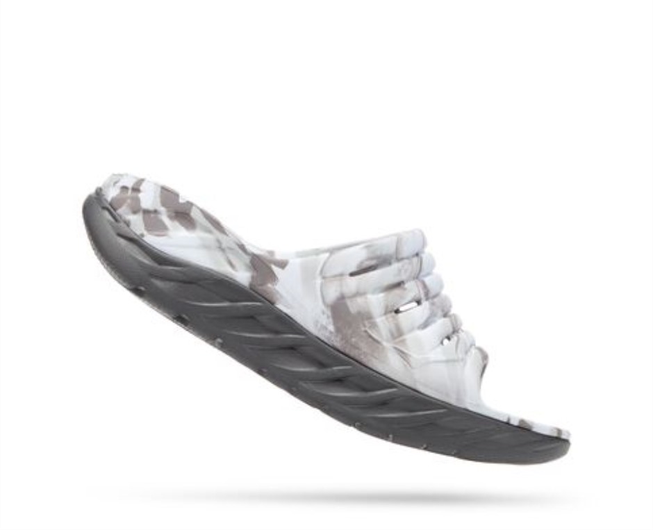 Hoka Ora Recovery Slide Swirl Lunar Rock Sharkskin