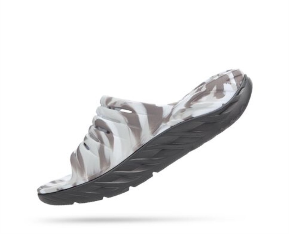 Hoka Ora Recovery Slide Swirl Lunar Rock Sharkskin