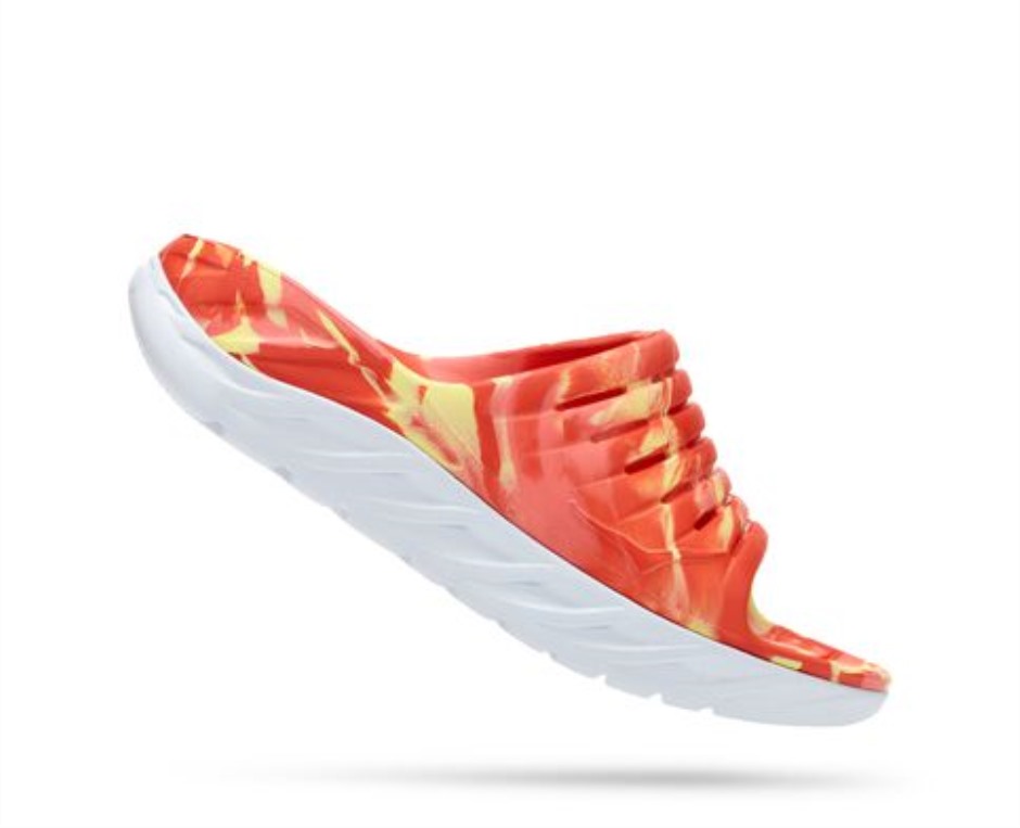 Hoka Ora Recovery Slide Swirl Yellow Pear Fiesta