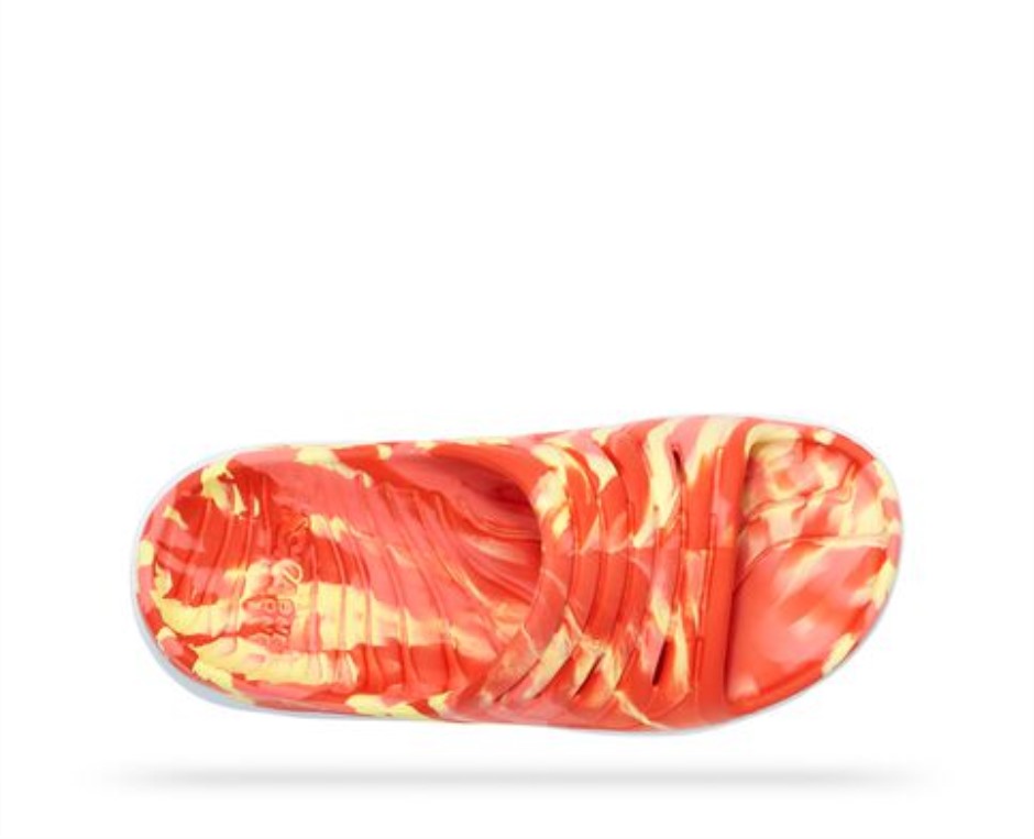 Hoka Ora Recovery Slide Swirl Yellow Pear Fiesta