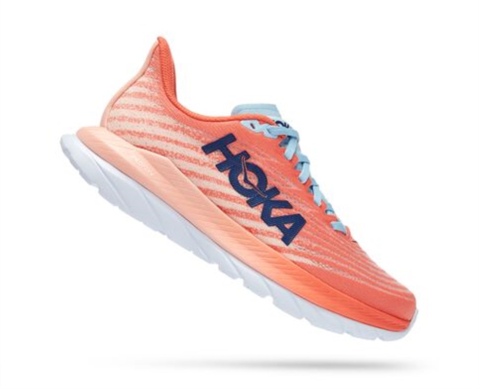 Hoka Mach 5 Kamelien-Pfirsich-Parfait