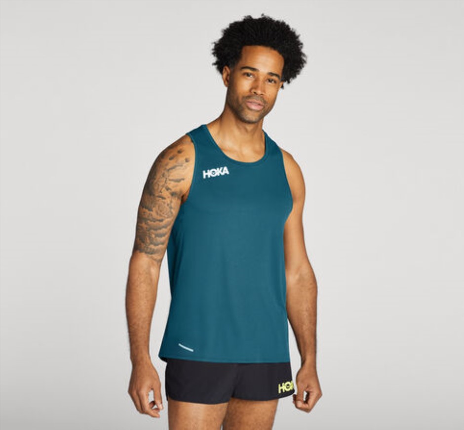 Hoka Glide Singlet Blaue Koralle