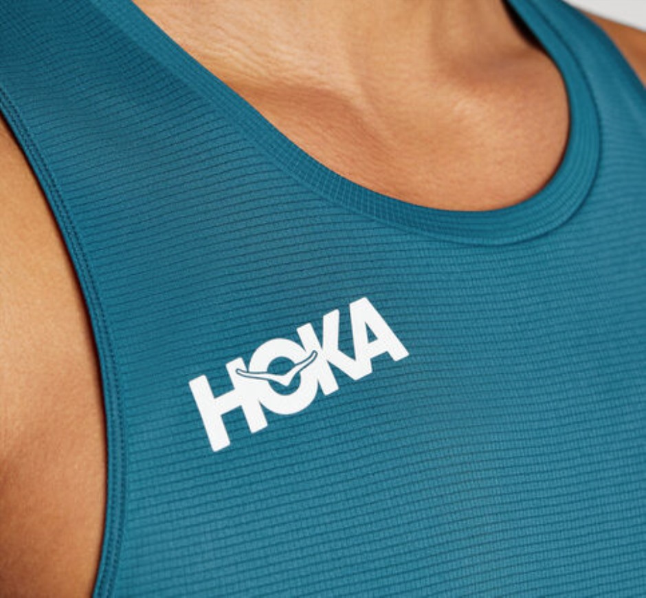 Hoka Glide Singlet Blaue Koralle