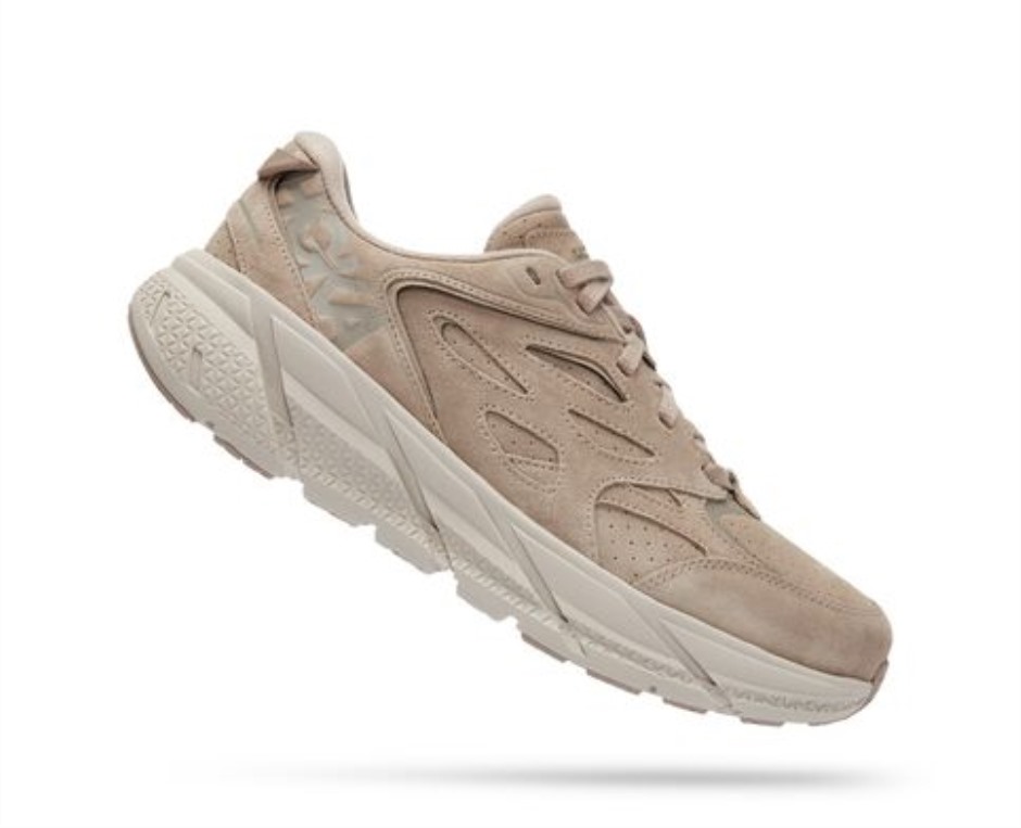 Hoka Clifton L Wildleder Einfach Taupe Bimsstein
