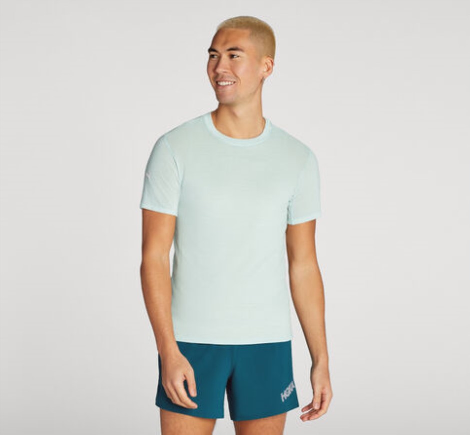 Kurzarm Aus Merino-Mischgewebe In Hoka-Blauglas
